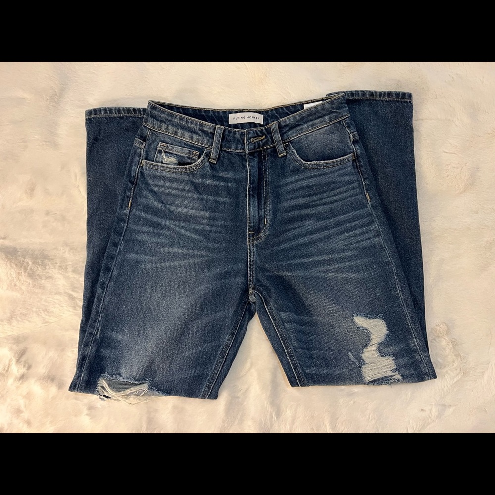 Flying Monkey High Rise Distressed Jeans - Picture 2 of 6